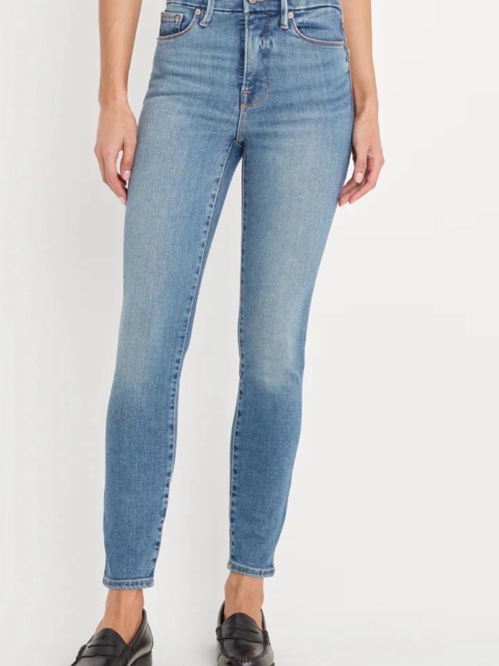 Good American ‘Good Waist’ Distressed Hem Skinny Jeans 4/27